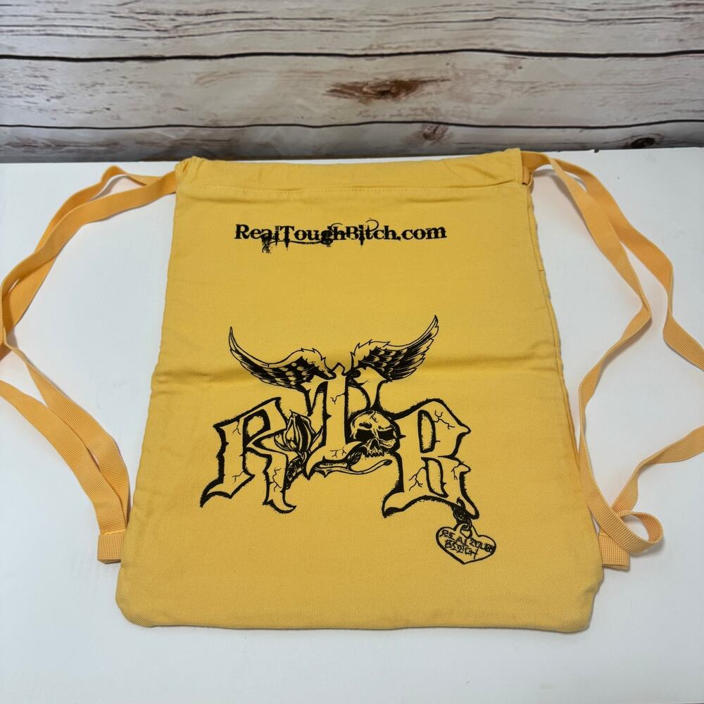 Authentic Pigment YELLOW Canvas RTB Real Tough B itch Cinch Sack Biker Backpack